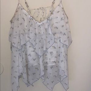 White floral mesh top